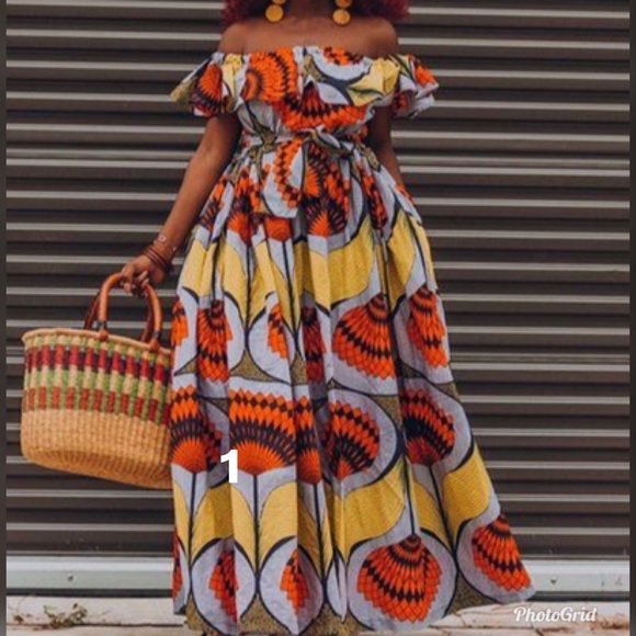 off shoulder ankara long gown